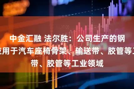 中金汇融 法尔胜：公司生产的钢丝主要应用于汽车座椅骨架、输送带、胶管等工业领域